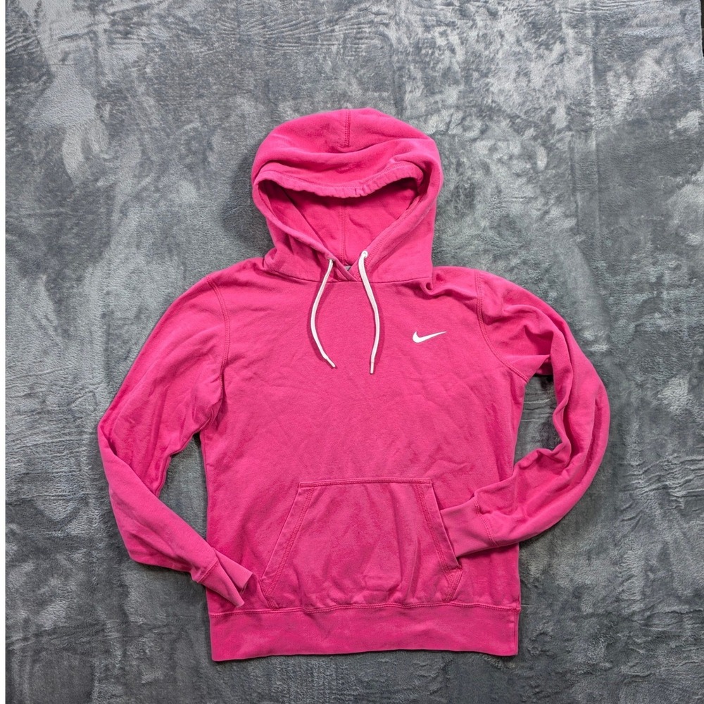 Nike Kids Pink Fleece Pullover Hoodie Embroidered Swoosh Size M Medium